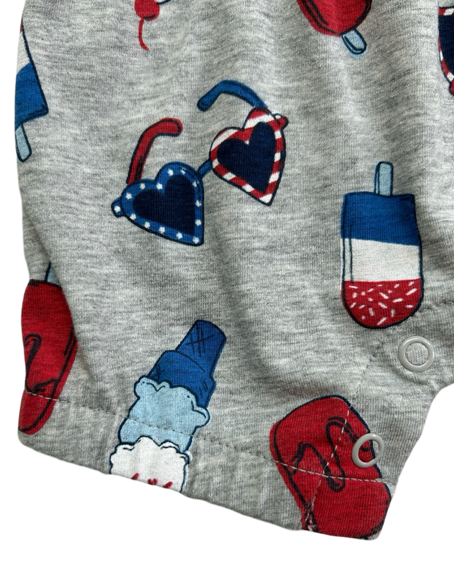 6M Baby Girl Carters Gray Patriotic Popsicle / Ice Cream Romper