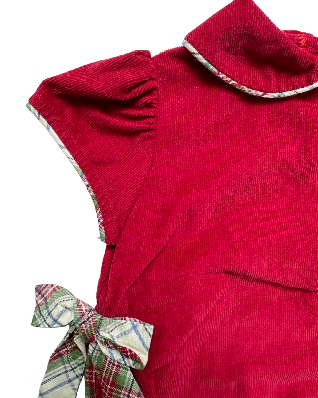 12M Baby Girl Red Corduroy Bella Bliss Holiday / Christmas Bubble with Plaid Bows