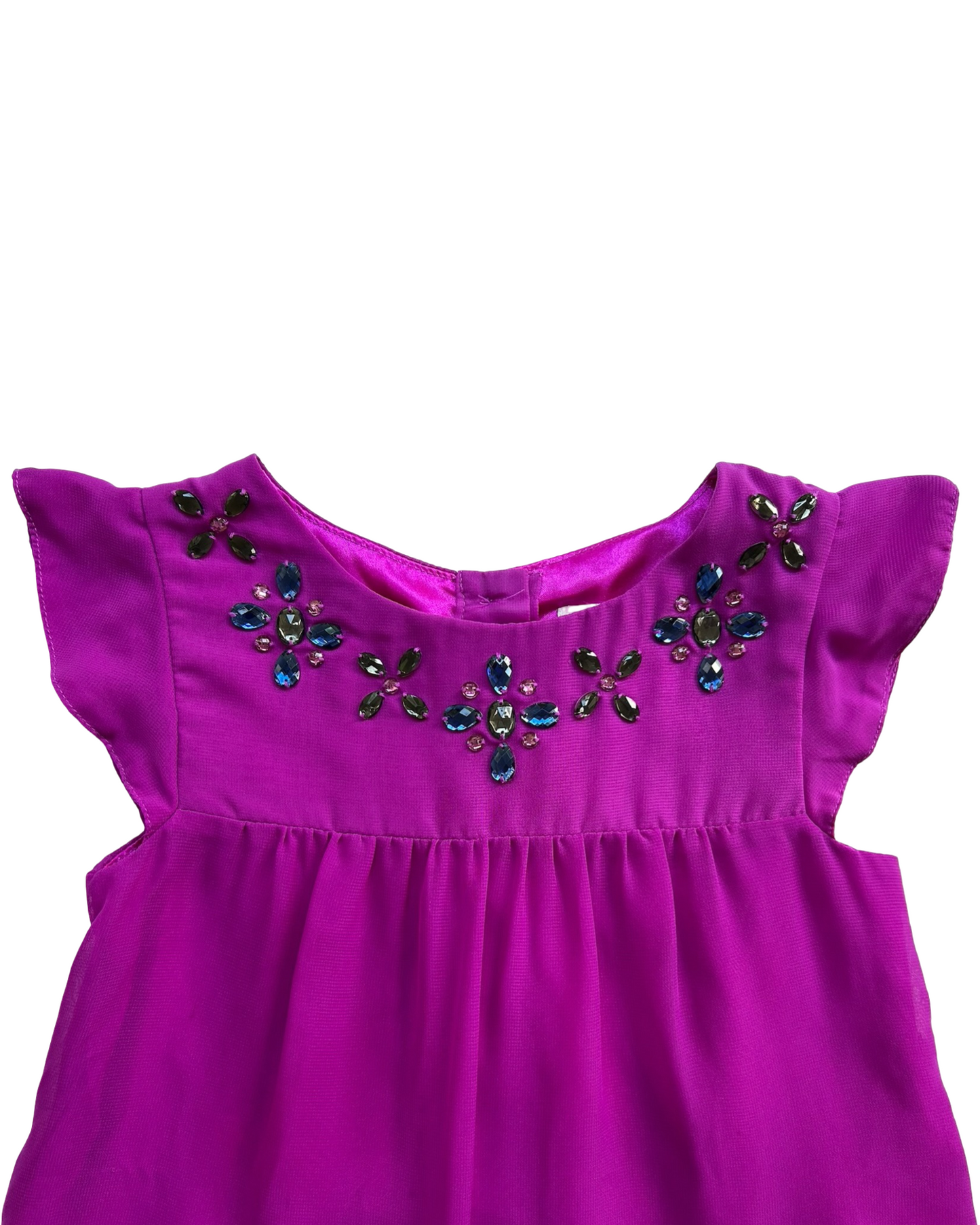 XS 4-5 Toddlers Girls Cat & Jack Fuchsia Ruffle Beaded Up Dress.