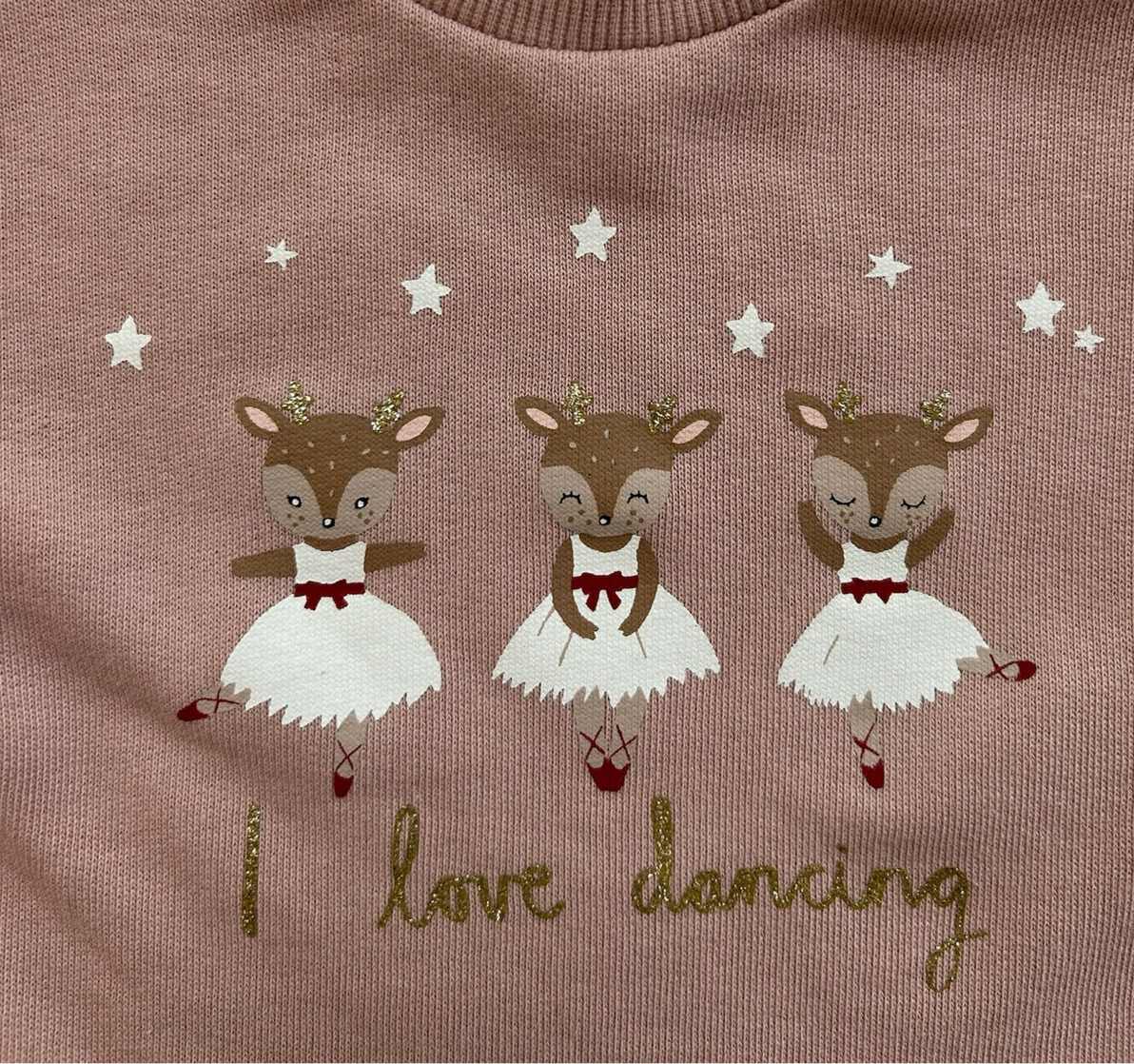 3M-6M Baby Girls H&M Sweatshirt Baby Reindeer(I LOVE DANCE) Printed Top.