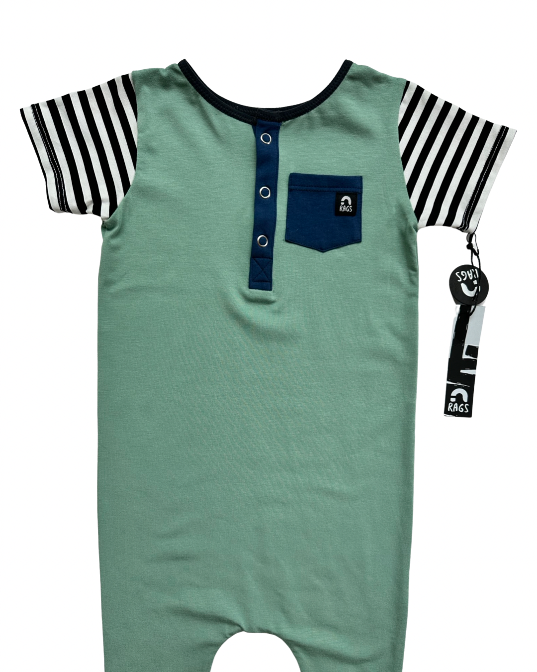 2T Toddler Boy RAGS to Raches Green Romper
