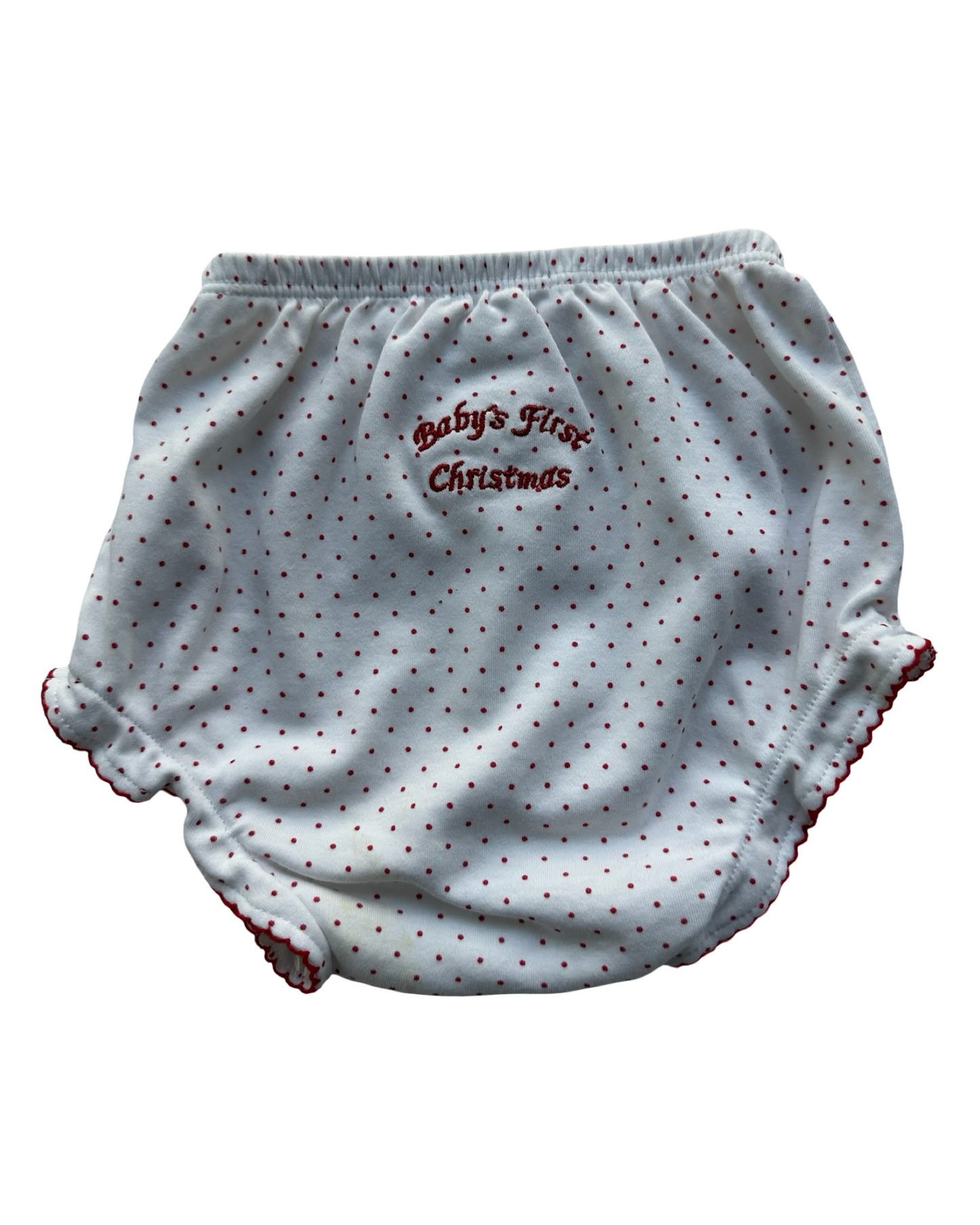 9M Baby Girls Kissy Kissy First Christmas Diaper Cover Polka Dots.