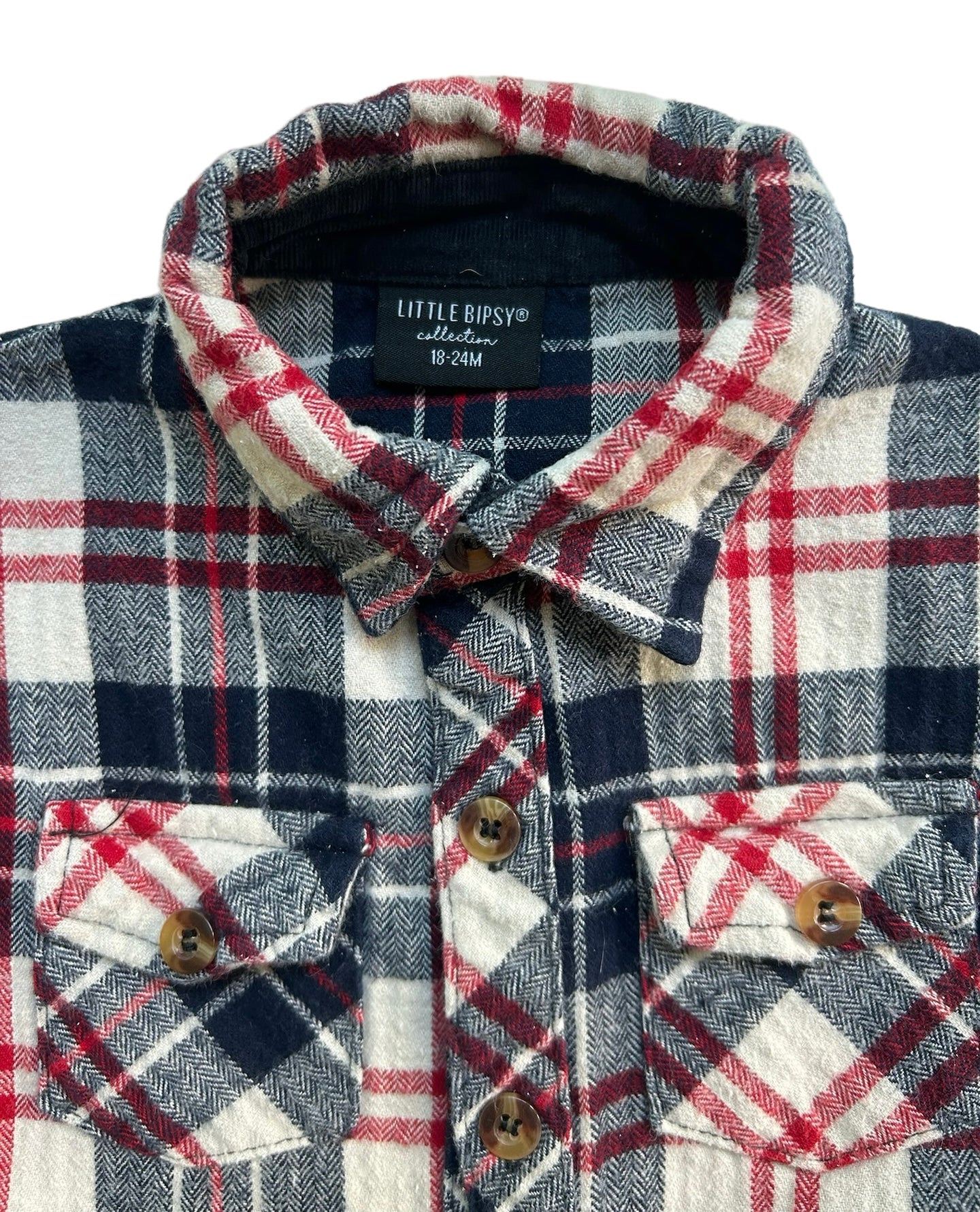 18M-24M Baby Boy Little Bipsy Long Sleeve Plaid Shacket Top