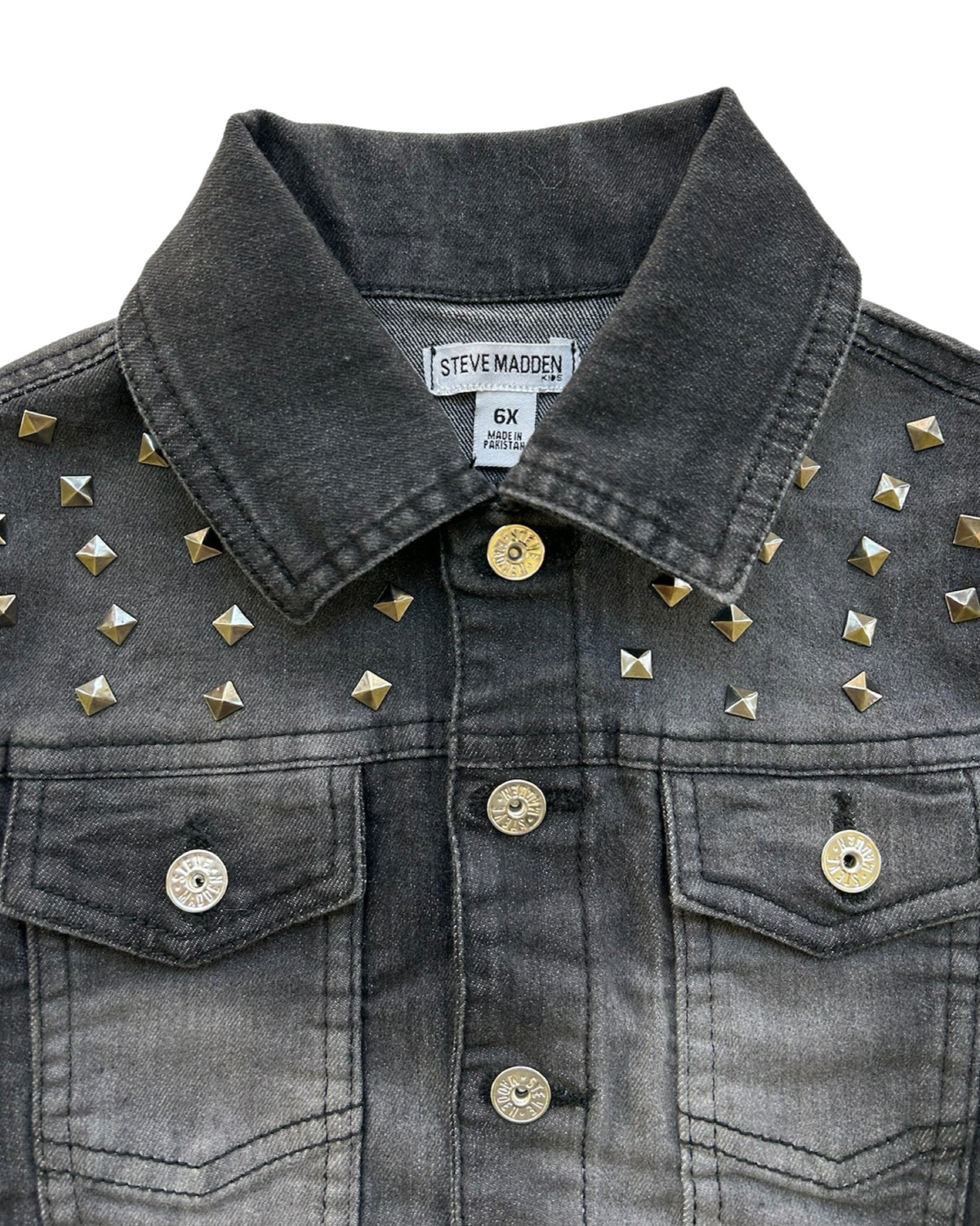 6x Girls Steve Madden Black Studded Jean Jacket