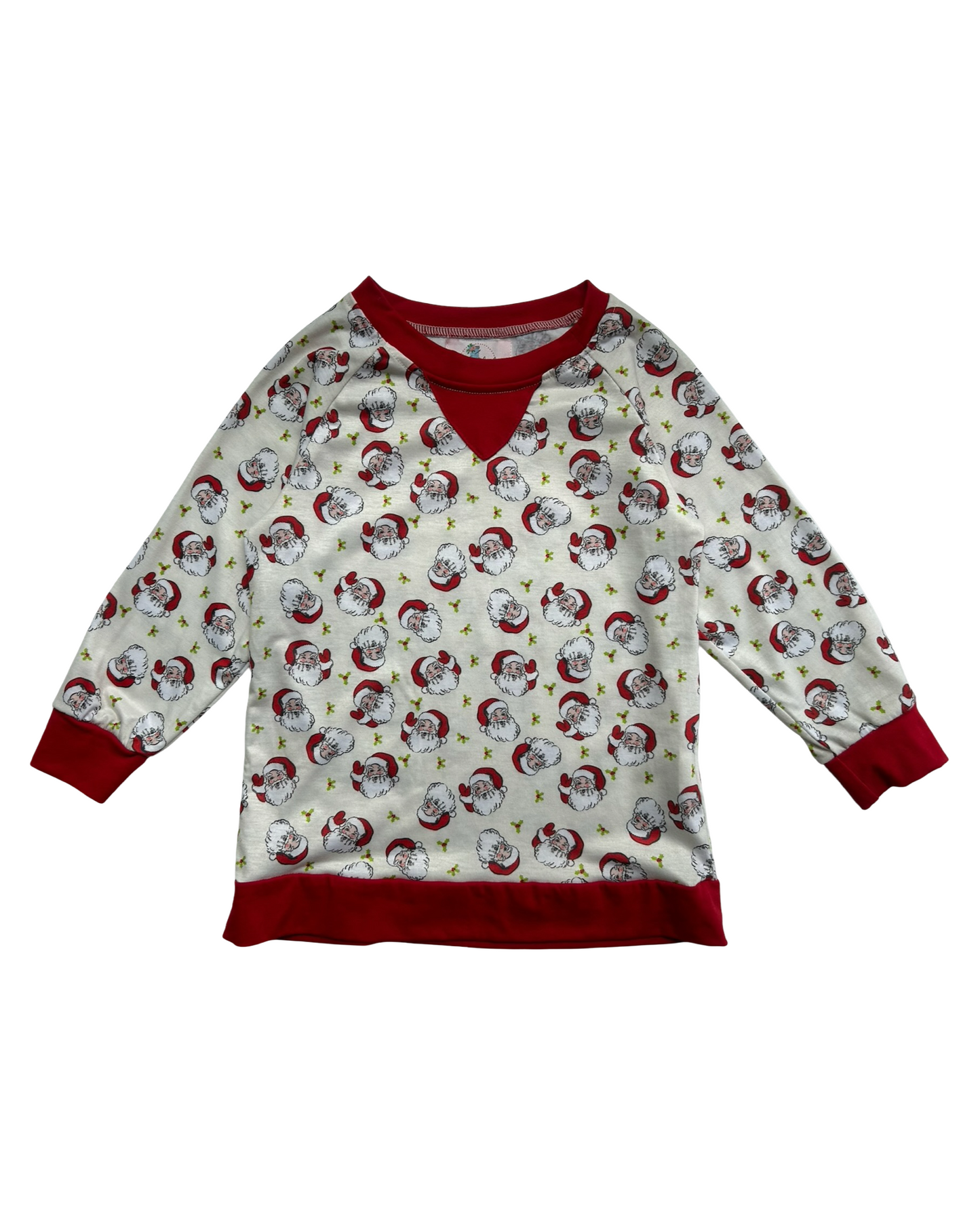 5T-6T Toddler Boys Vintage Smocked Polkadot Santa Knit Loungewear Pullover