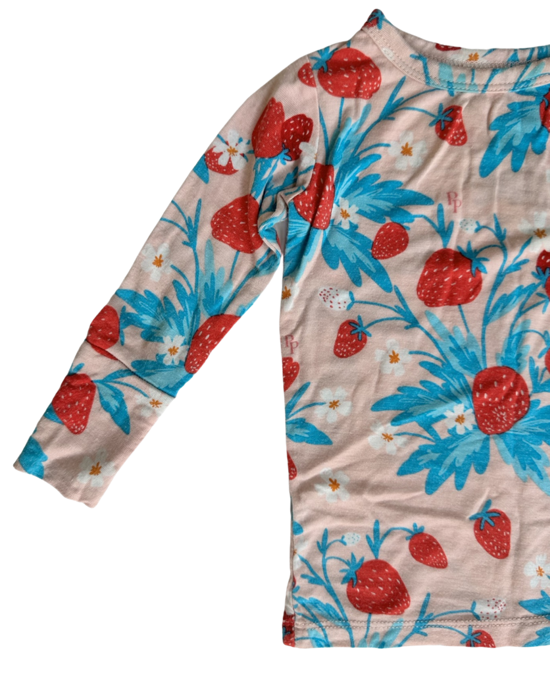 6-12M Baby Girl Posh Peanut Bamboo Strawberry 2pc Outfit / PJ Set