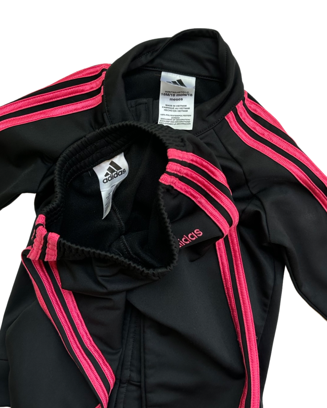 18M Baby Girl Black / Pink Adidas Jogger Set