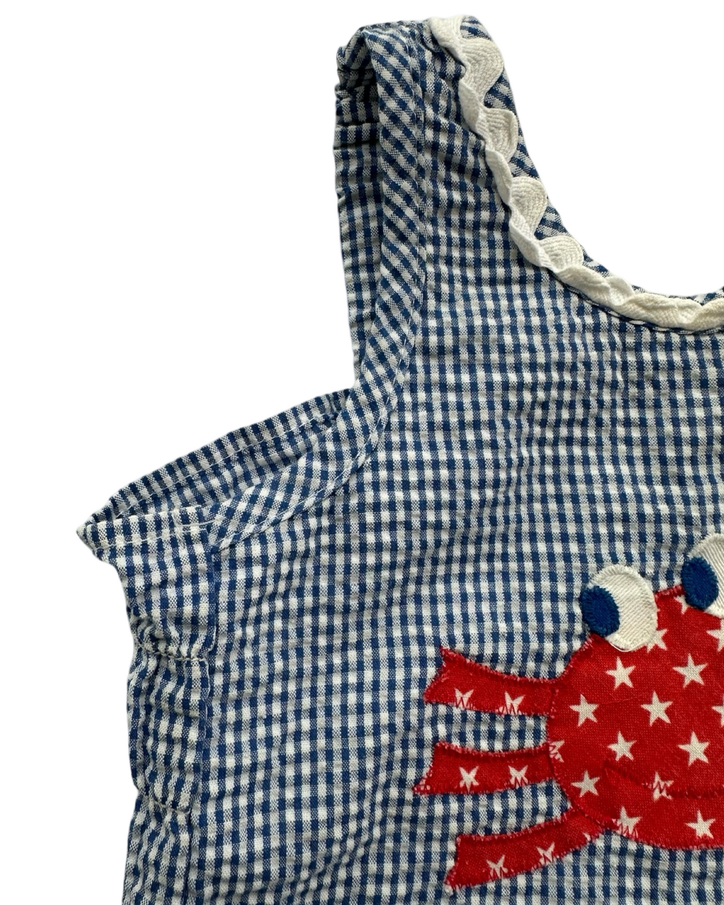 2T Toddler Girl Funtasia! Too.. Blue Gingham Seersucker American Crab One Piece Swim Sun Suit