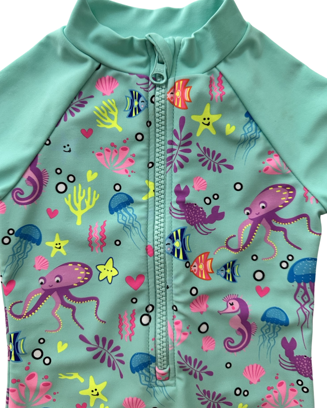 6-9M Baby Girl UpandFast Aqua Under the Sea RashGuard Swim Suit