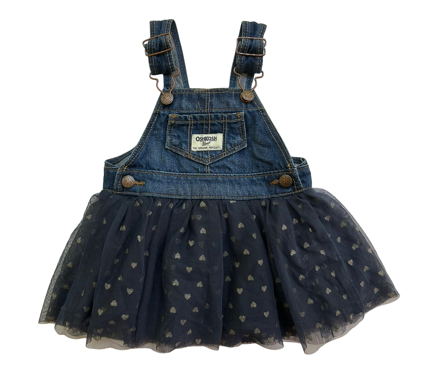 6M OshKosh B’Gosh Girl’s Jean TuTu With Hearts 🩶🩶Overall Dress.