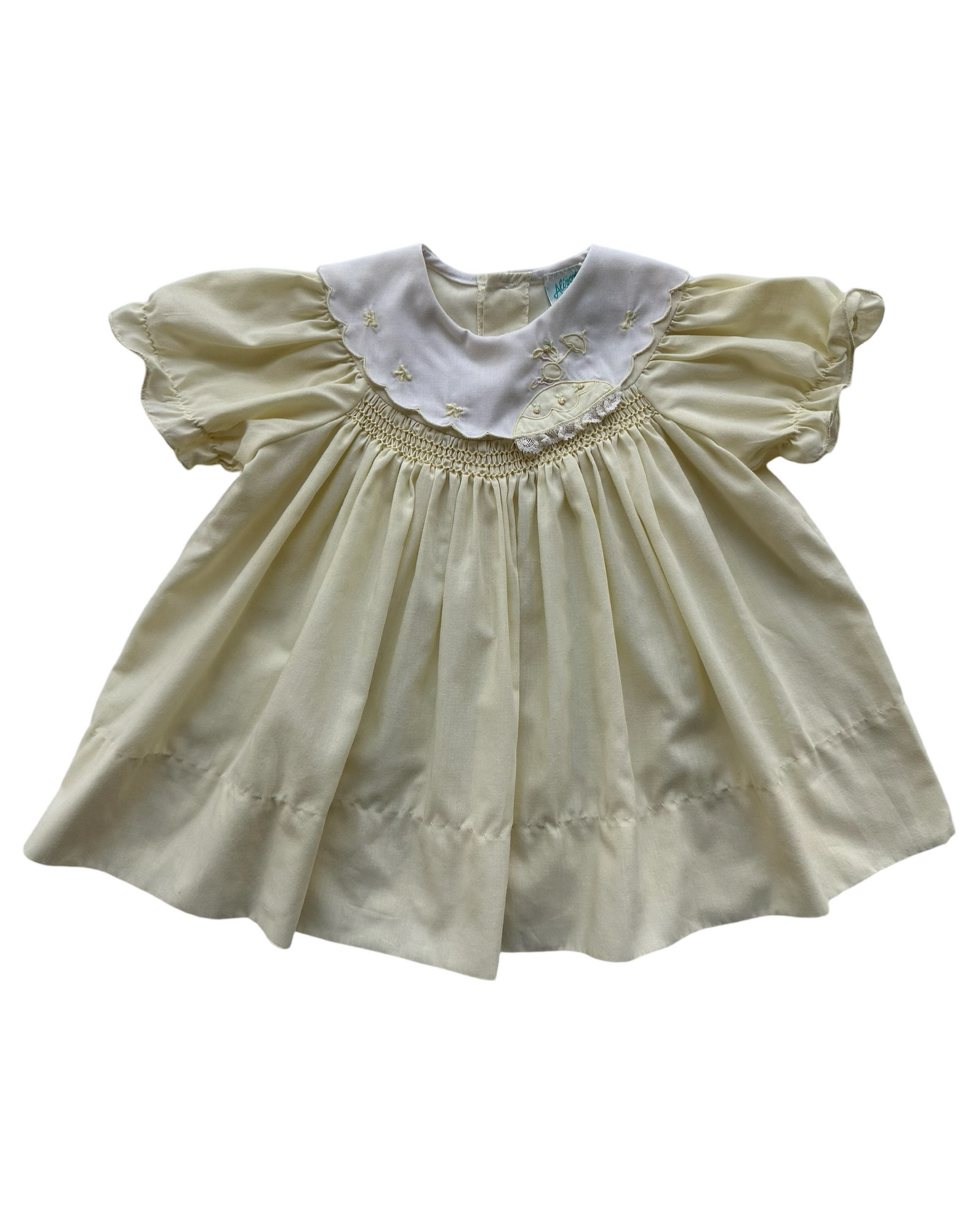 12M Baby Girls Vintage Alison Scott Yellow Embroidered Lace Dress