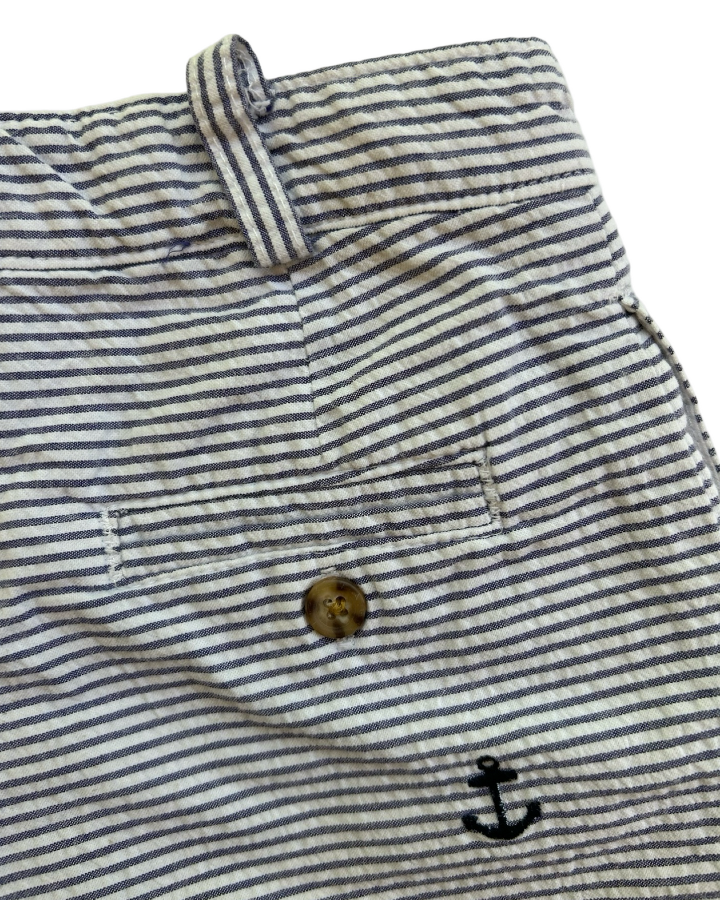 3T Toddler Boy Boutique T.F. Laurence Blue Striped Seersucker Anchor Shorts
