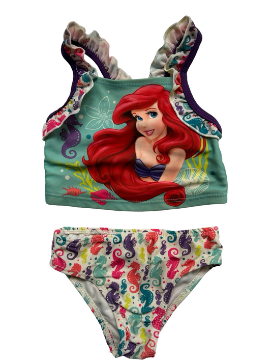 12M Baby Girls Disney Minnie Mouse Ariel Mermaid 🧜‍♀️ Ruffle Tankini Swim Suit.