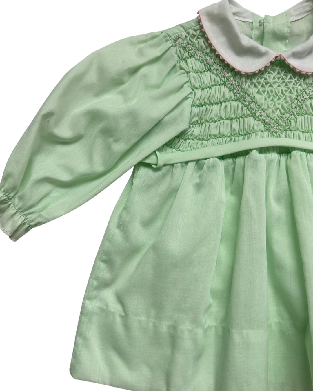 24M Baby Girl Polly Flinders Mint Green and Pink Smocked Vintage Dress