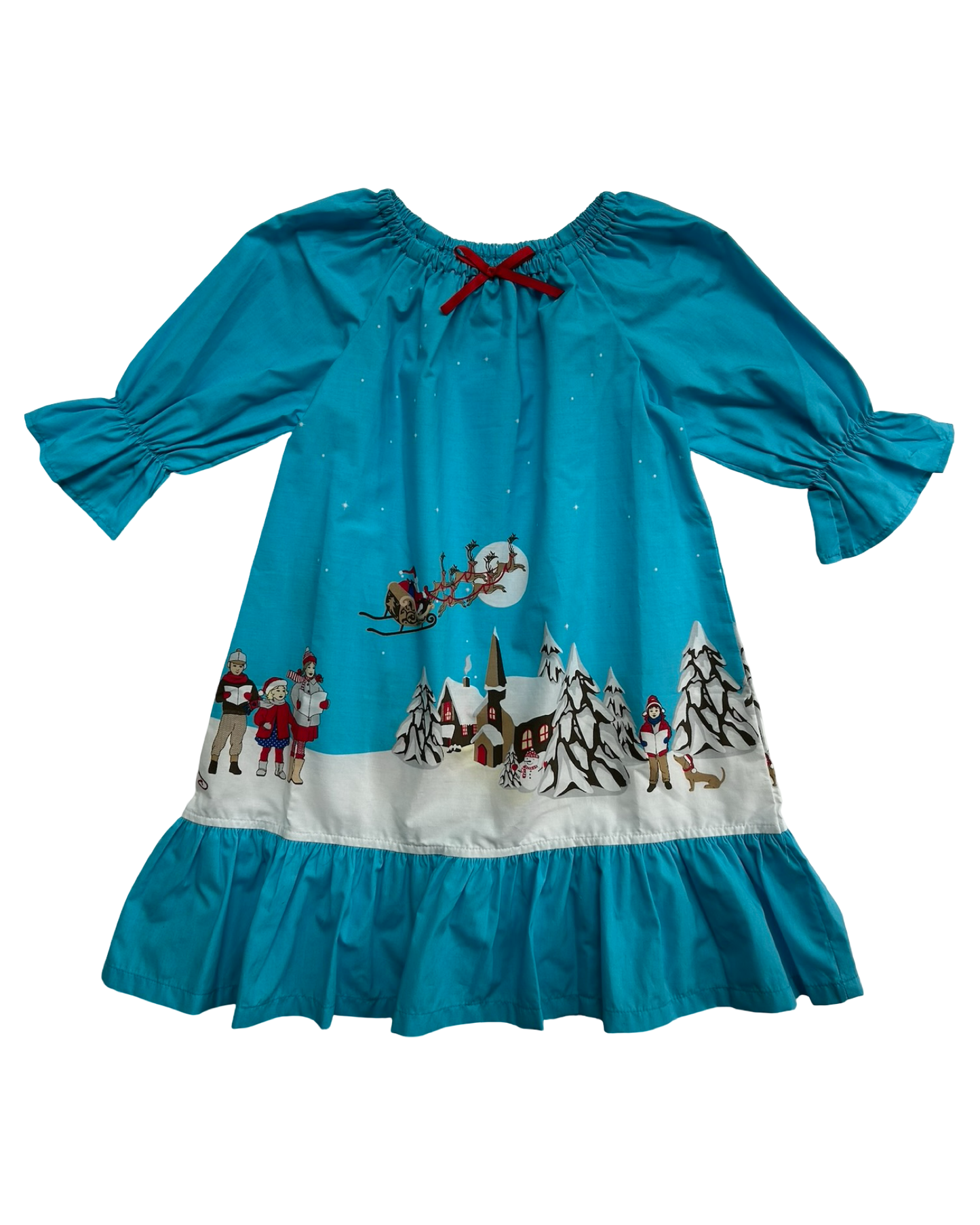 2T Toddler Girls Eleanor Rose Rhonda Polka Dots Santa Snow Christmas Long Sleeve Dress