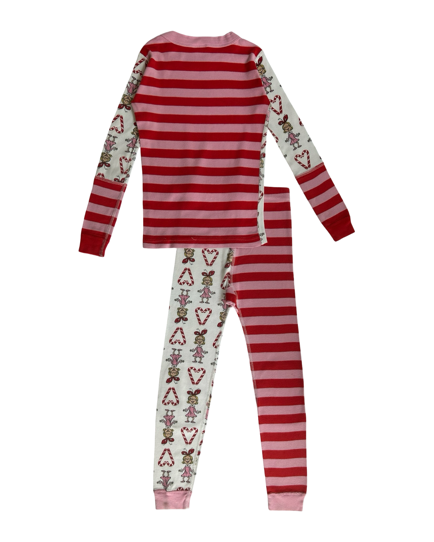 6T-7T Toddler Girl Hanna Andersson The Grinch Dr Seuss Cindy Lou Who Striped Long John PJs 2 Piece Set