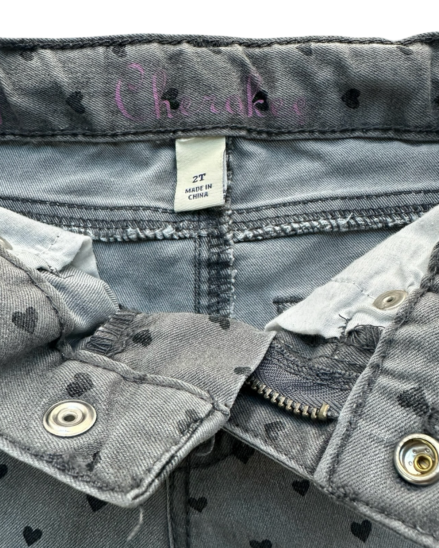 2T Toddler Girl Cherokee With Heart 🖤🖤🖤 Jeans Pants Adjustable Waistband Pockets