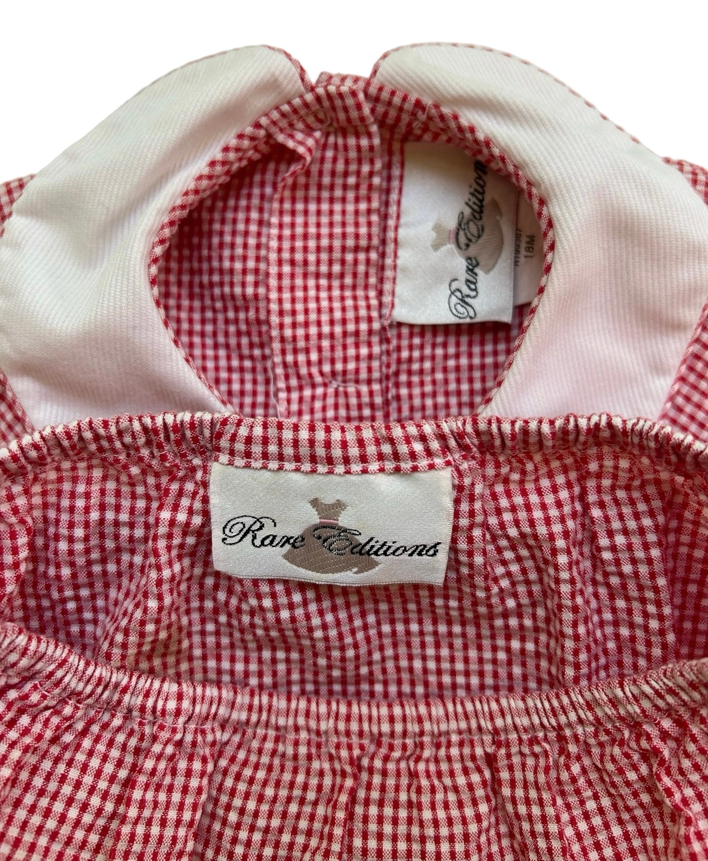 18M Baby Girl’s Rare Editions Pink Gingham Dress Whit Diaper Cover.