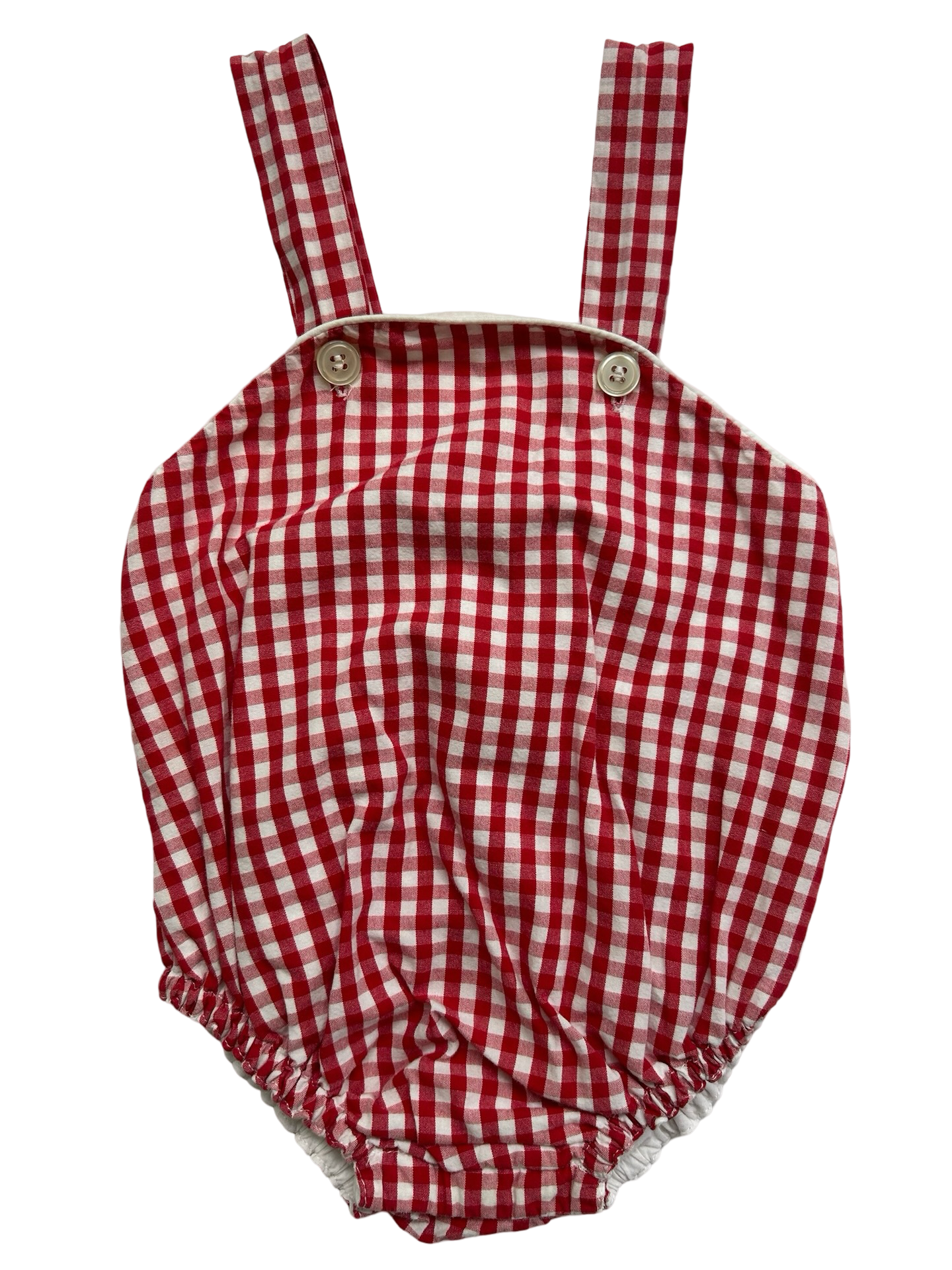 6M Baby Girl’s / Boy’s (UNISEX) Kayce Hughes Red Gingham Bubble Romper.