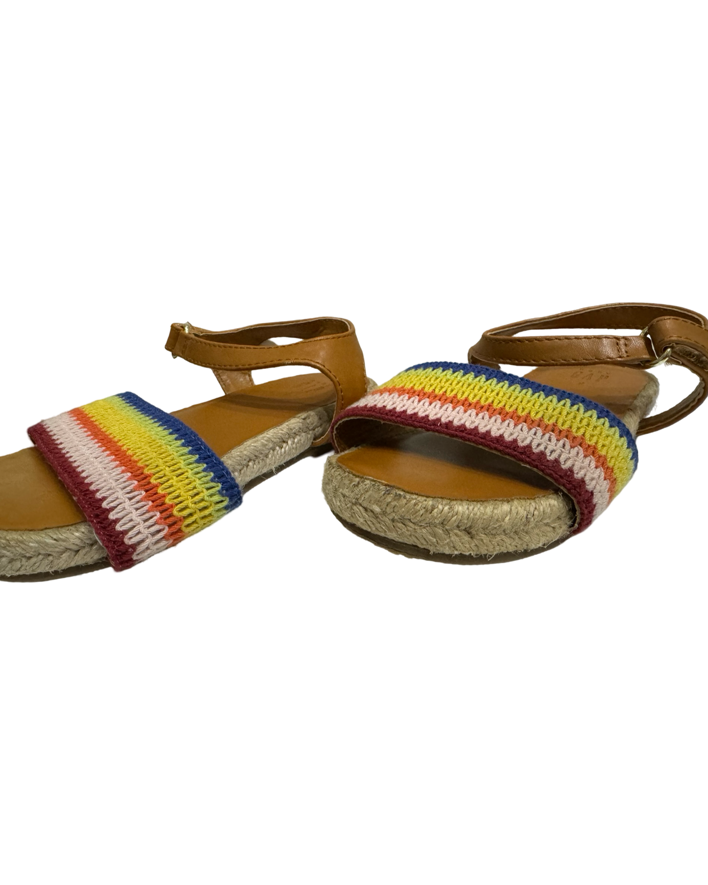 9C Toddler Girl Gap Kids Rainbow Striped Espadrilles Sandals Ankle Buckle
