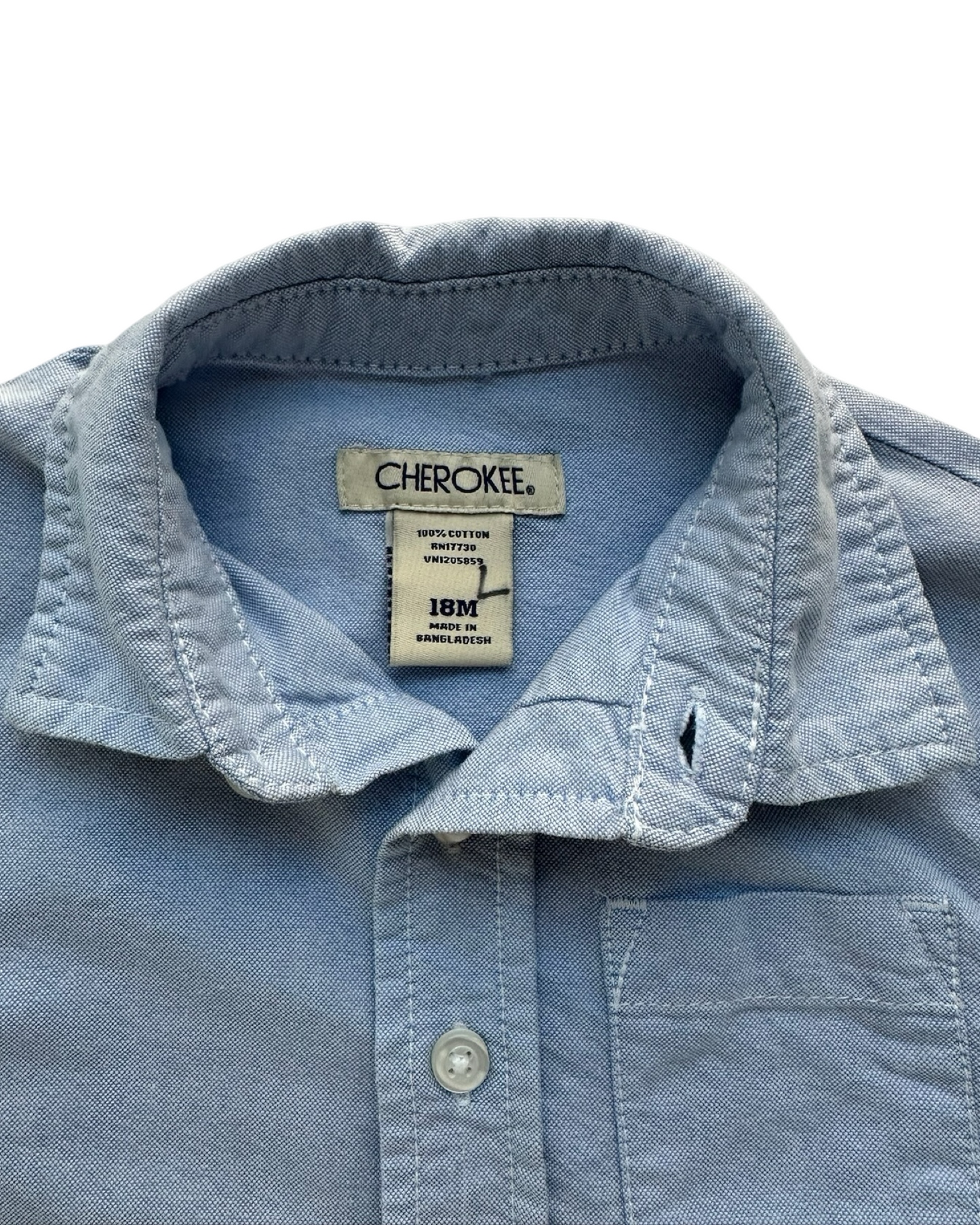 18M Baby Boys Cherokee Long Sleeve Button Down Shirt.