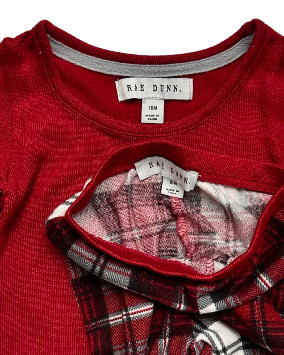 18M Baby Boy Red Plaid Rae Dunn Joy Christmas Holiday Family PJs
