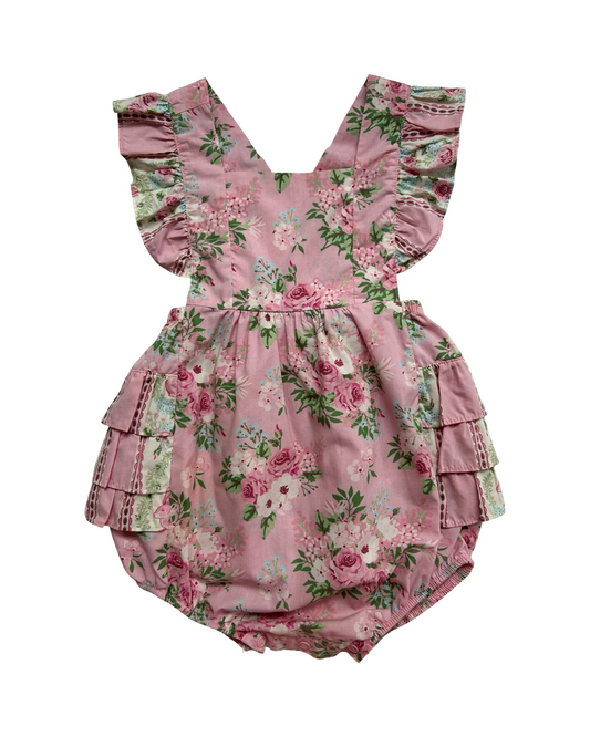 18M Baby Girls Boutique Floral Bubble Romper One Piece.