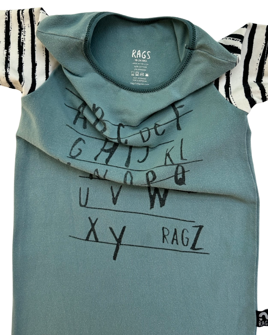 18-24M Baby Boy RAGS to Raches ABCs Alphabet Romper