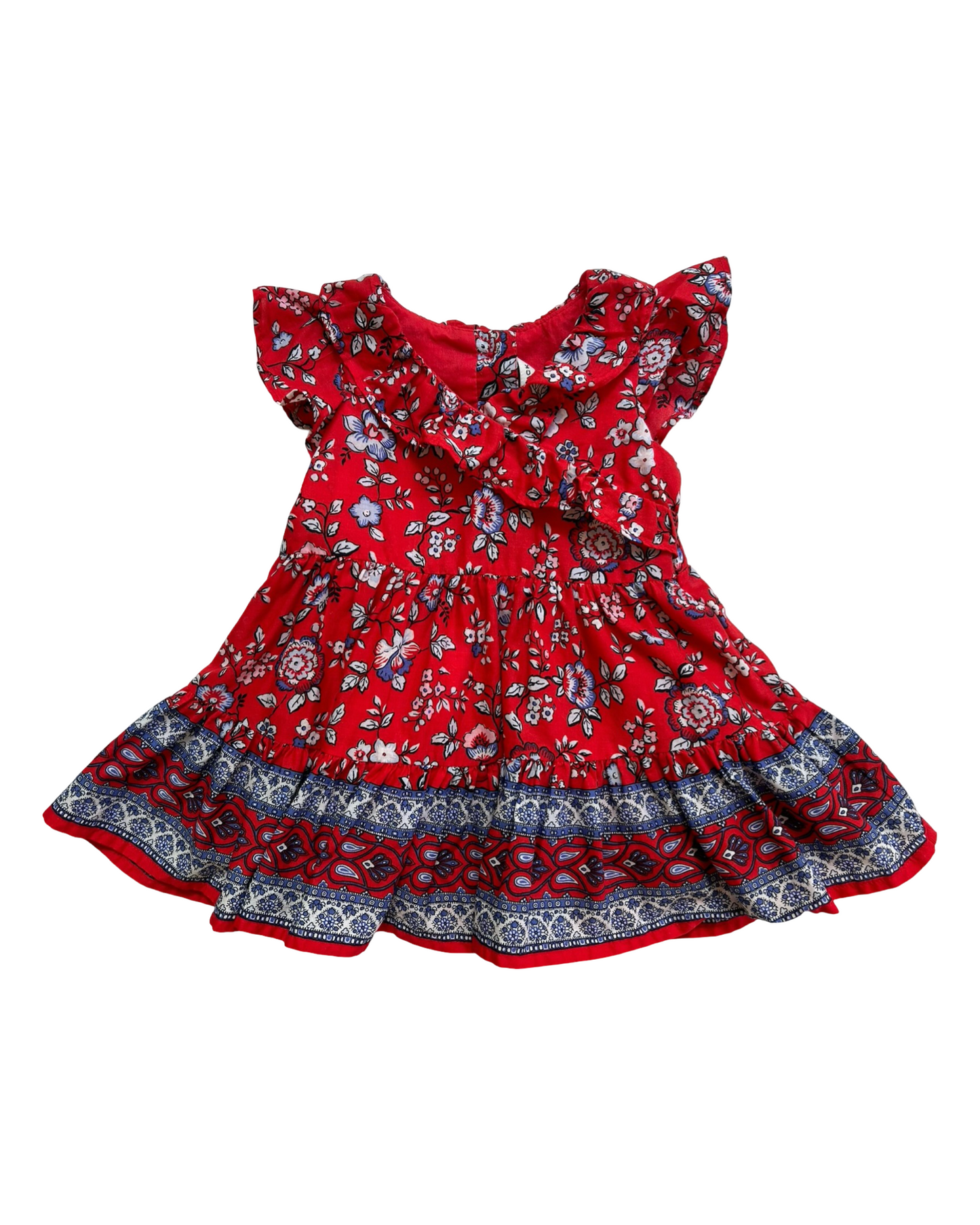 3M-6M Baby Girls Janie & Jack Floral Ruffle Trim Dress With Diaper Cover 2 Piece Set NWOT.