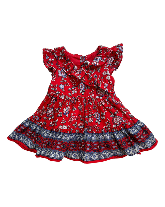 3M-6M Baby Girls Janie & Jack Floral Ruffle Trim Dress With Diaper Cover 2 Piece Set NWOT.