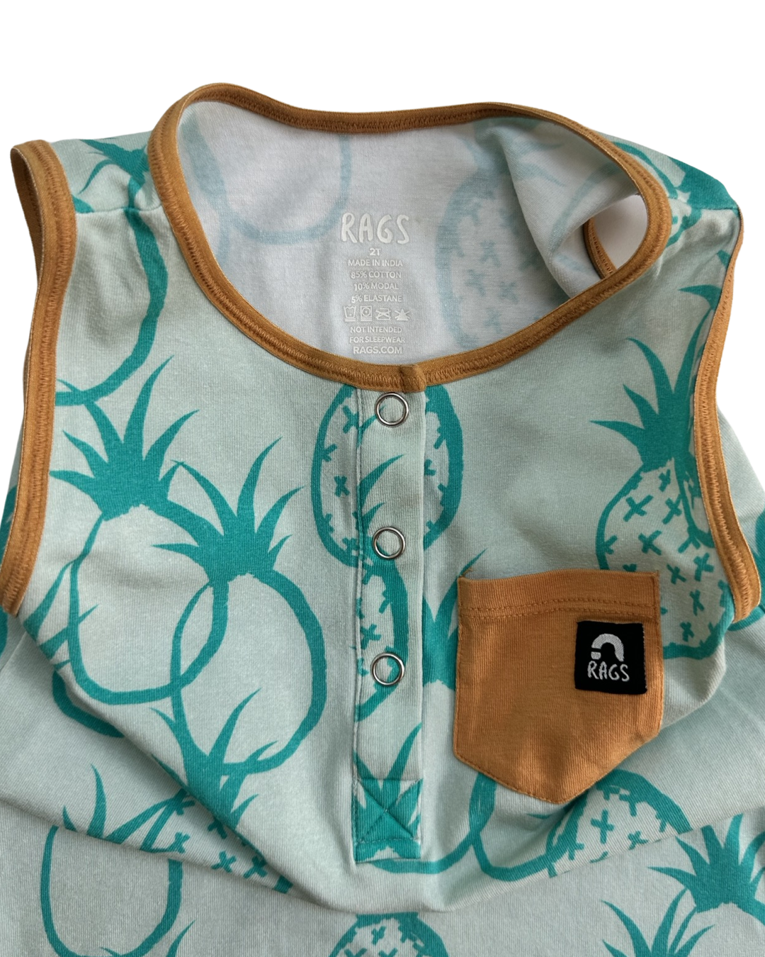 2T Toddler Boy / Girl RAGS to Raches Pineapple Tank Shortie Romper