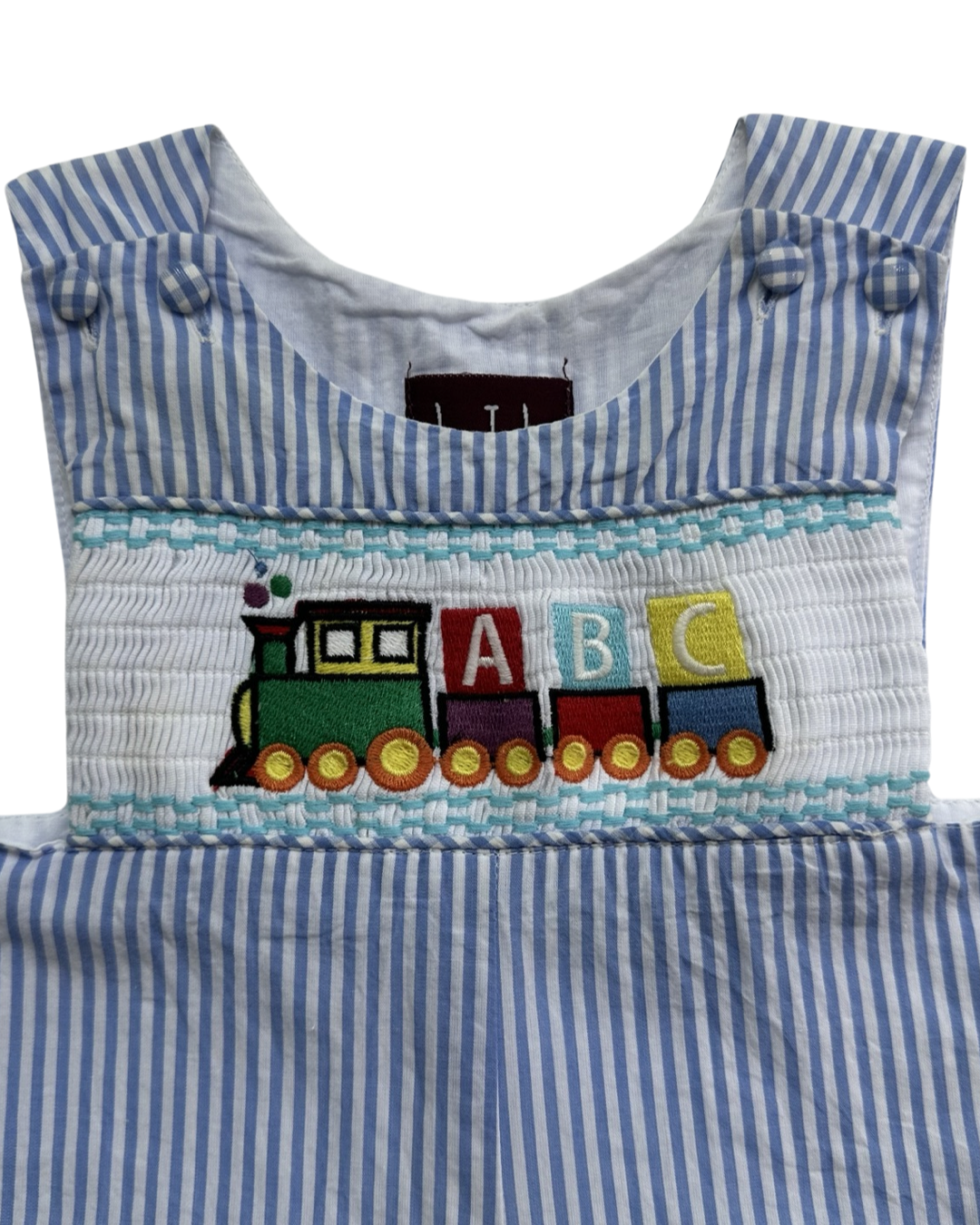 3-6M Baby Boy Lil' Cactus Smocked ABC Train Romper Longall