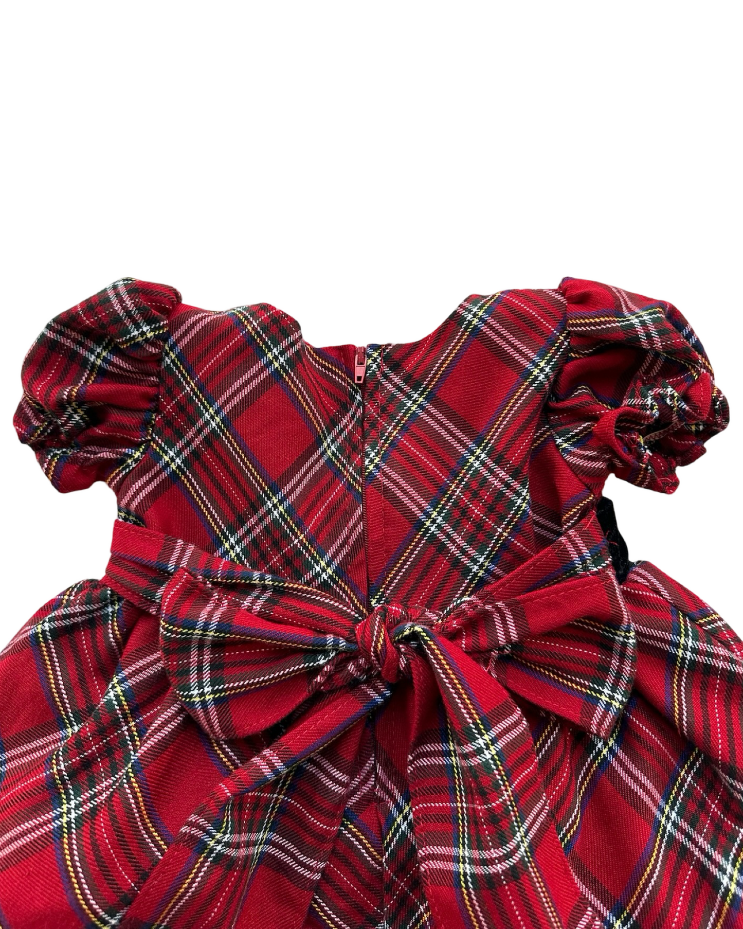 12M-18M Baby Girls Swea Pea & Lilli Checked Baby dress With Velvet Trim