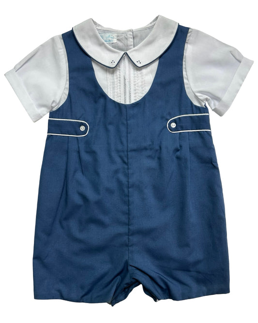 18M Baby Boy Petit Ami Blue Classic Boutique Short Sleeve Romper, NEW.