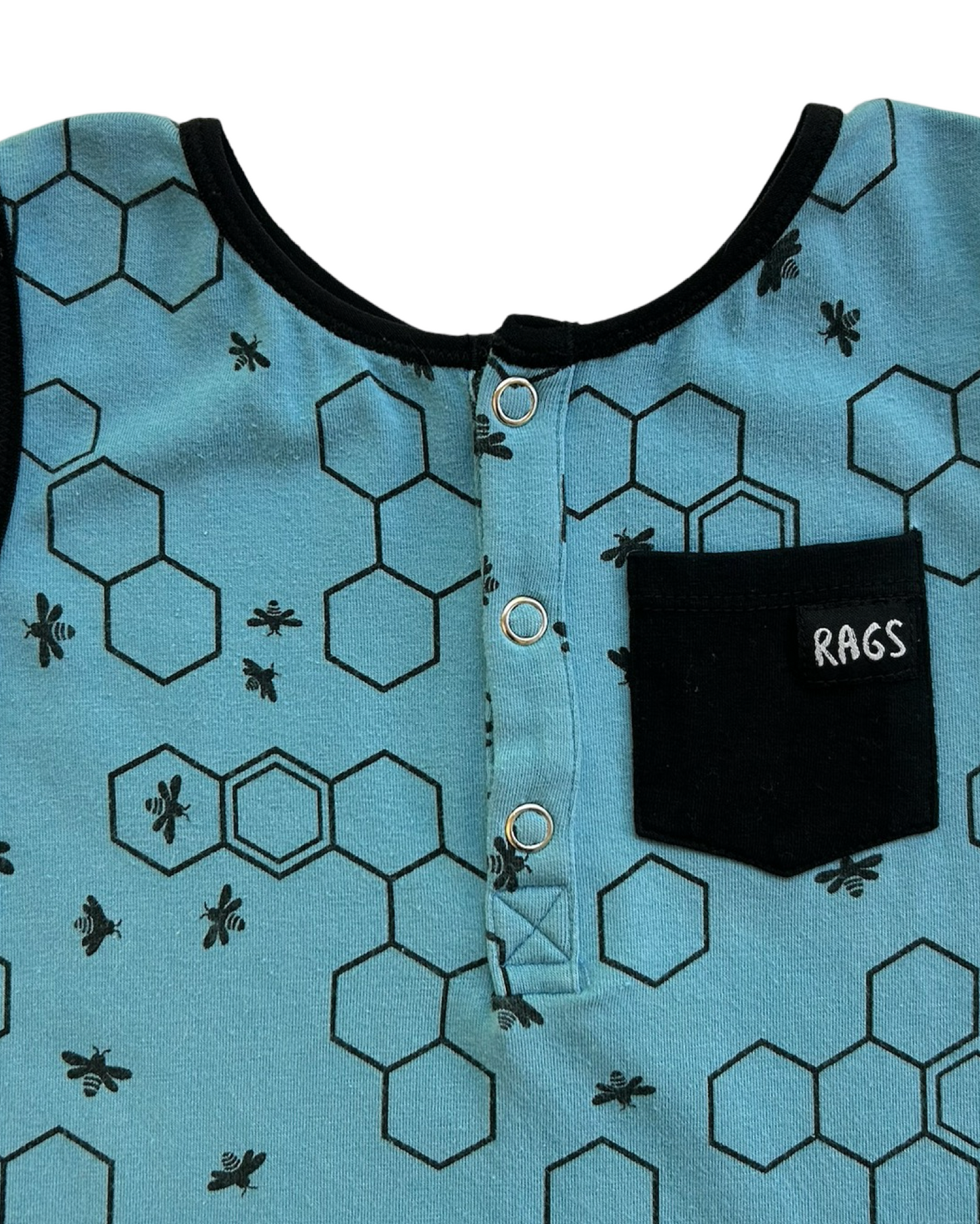 3T /4T Toddler Boy / Girl RAGS to Raches Blue Honeycomb Bee Tank Shortie Romper
