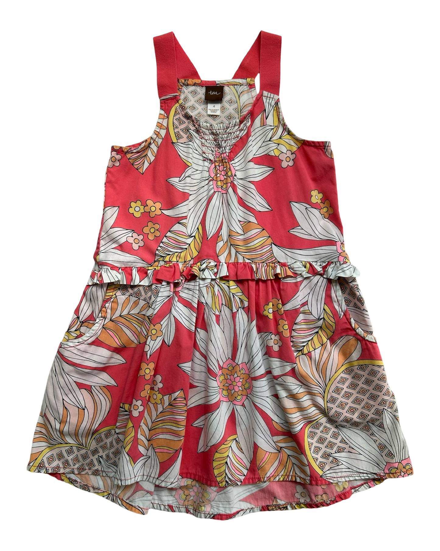 4T Toddler Girl Tea Collection Coral Floral Dress