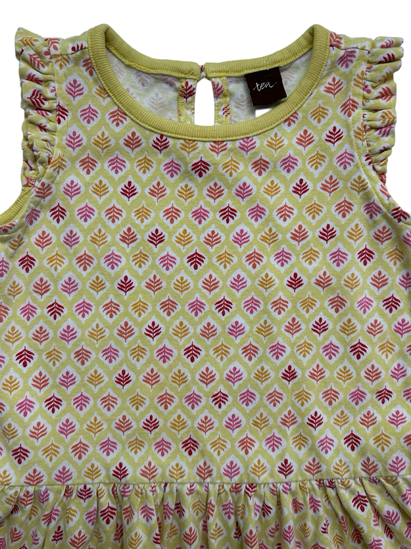 18M - 24M Baby Girls Tea Collection Yellow Floral Print Dress Cotton Sleeveless .
