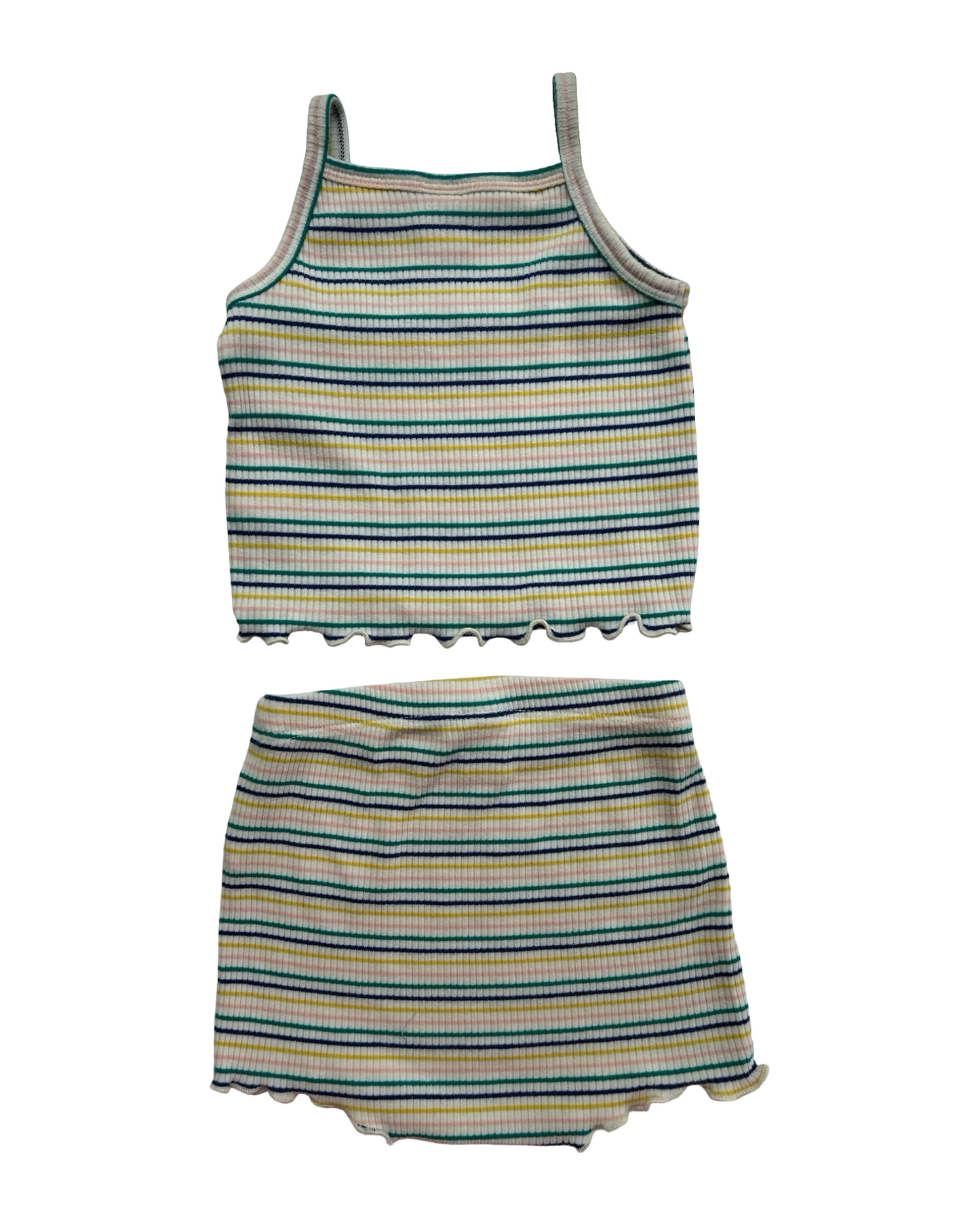 6M-12M Baby Girls Old Navy Rib-Knit Tank Top And Short Set 2 Pieces.
