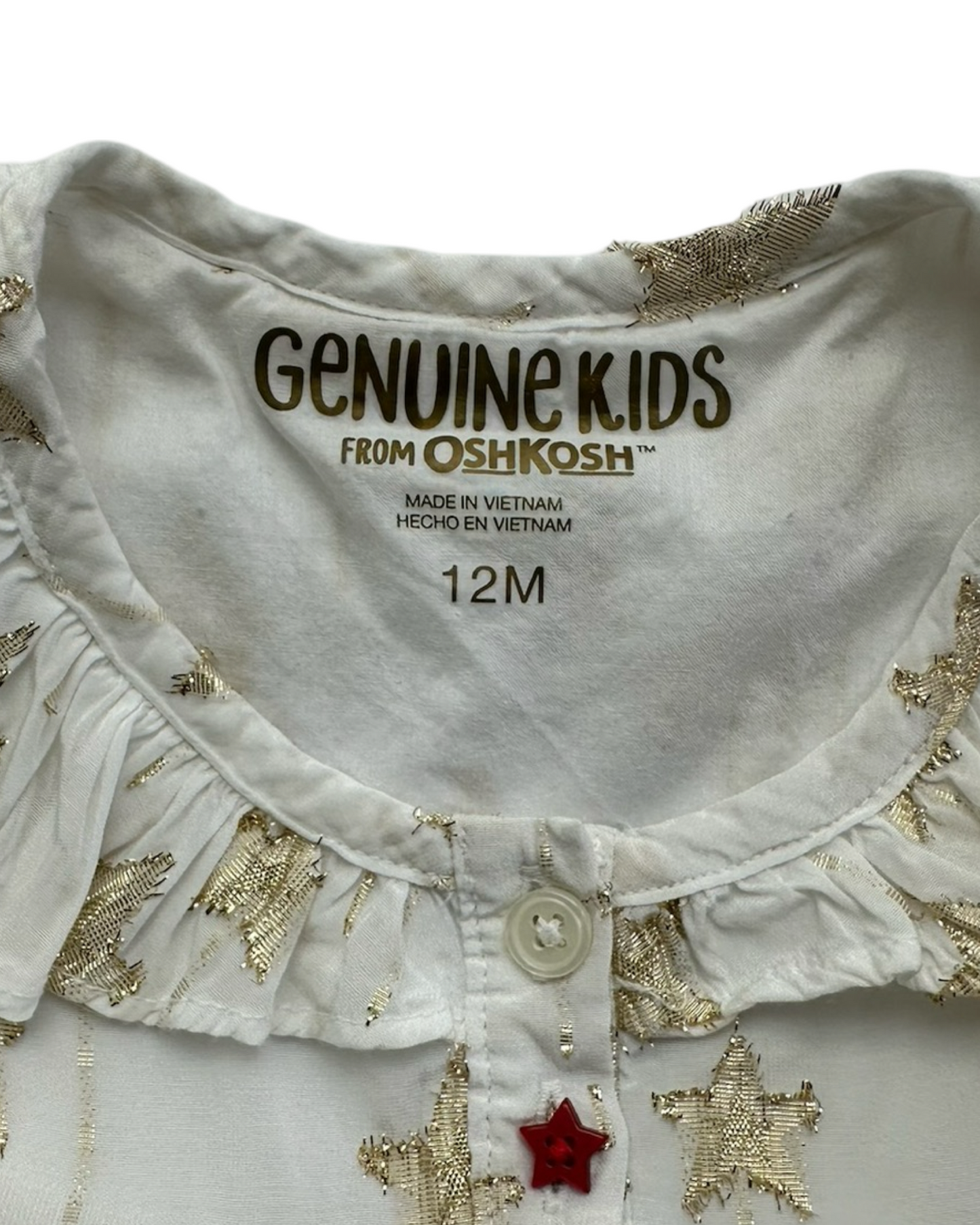 12M Baby Girl OshKosh Genuine Kids Gold Star White Patriotic Dress