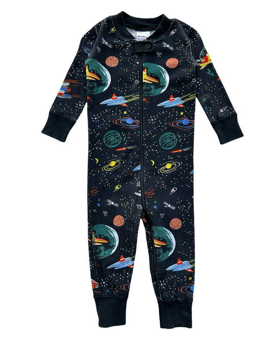 12M-18M Baby Boy Hanna Andersson Organic Cotton Interstellar Zippered Sleeper PJs