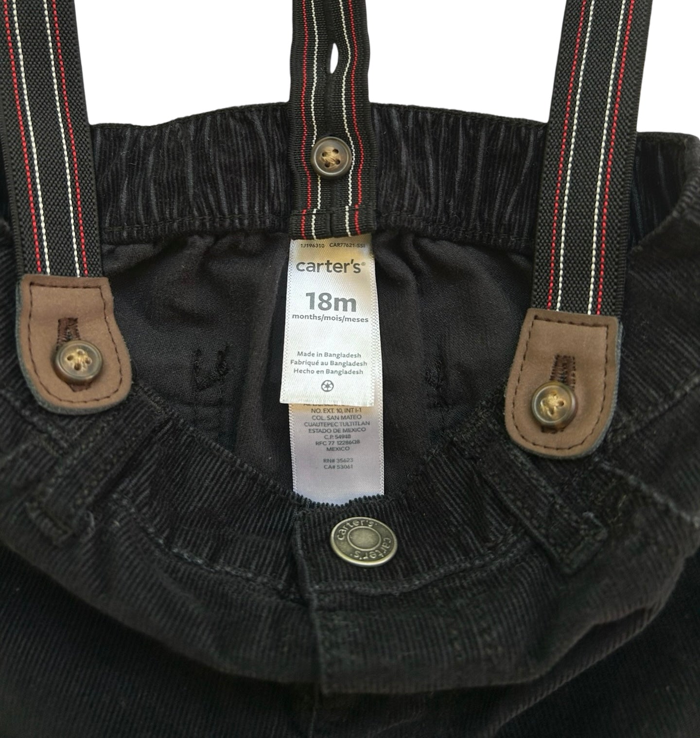 18M Carter’s Baby Boy Black Corduroy Suspenders