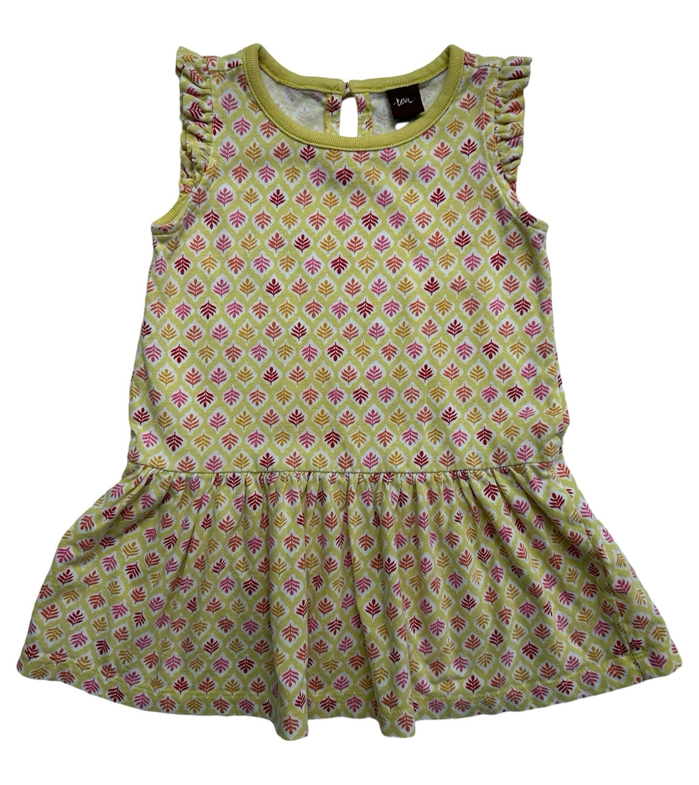 18M - 24M Baby Girls Tea Collection Yellow Floral Print Dress Cotton Sleeveless .