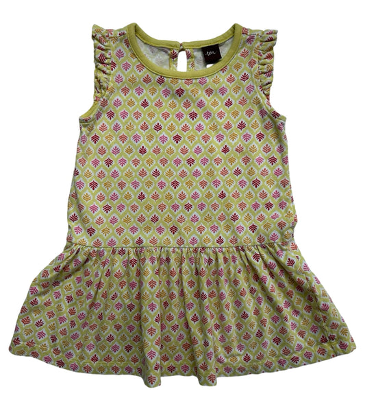 18M - 24M Baby Girls Tea Collection Yellow Floral Print Dress Cotton Sleeveless .