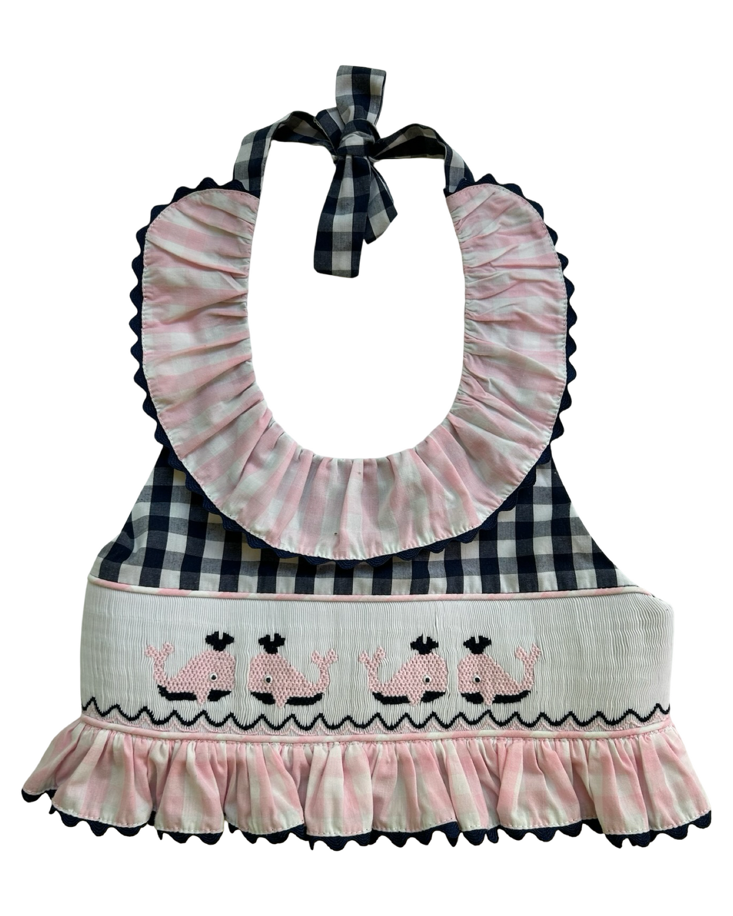 6T Toddlers Girls Shrimp & Grits Smocked And Gingham Pattern Swimsuit Two Pieces Set