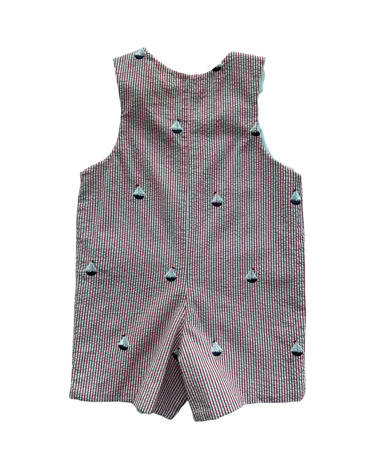2T Toddler Boy Glorimont Red Striped Seersucker Sailboat Romper Jon Jon