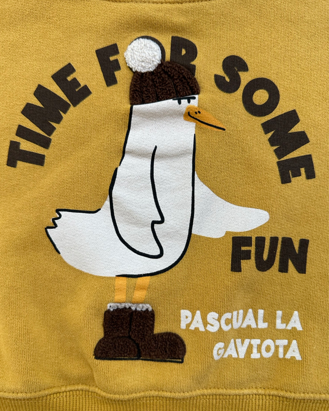 18-24M Baby Boy Zara Mustard Yellow Time for Some Fun Duck Sweatshirt