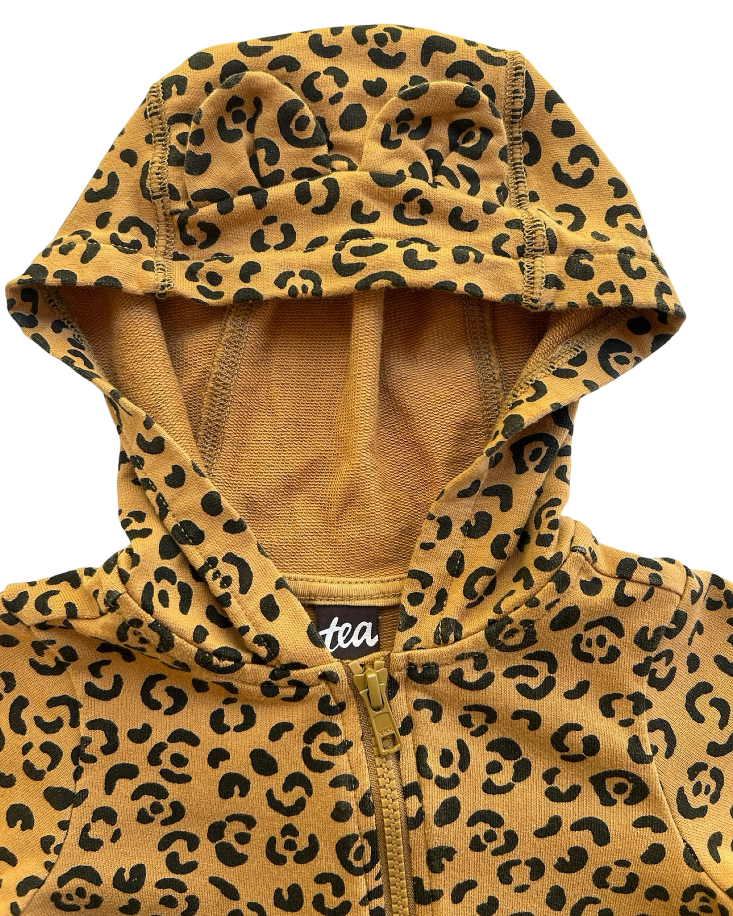 12M-18M Baby Girl Tea Collection Leopard Zippered Hooded Romper