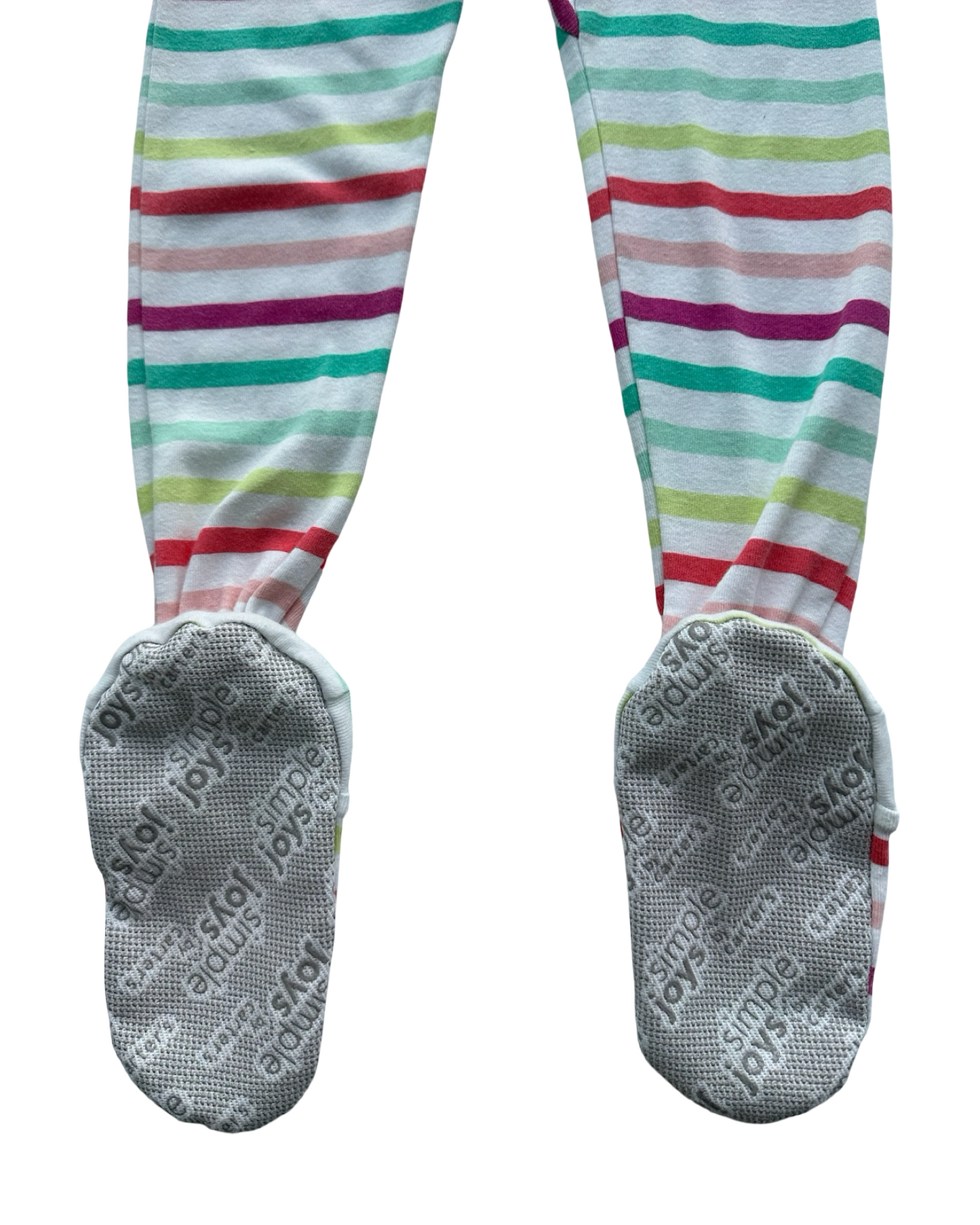 3T Toddler Girls Simple Joys By Carter’s Rainbow Striped With Detail Unicorn 🦄 Zippered Sleeper PJs