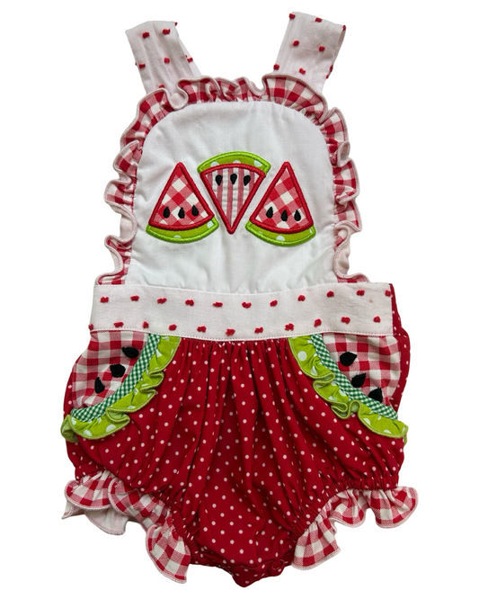 NB Baby Girls Sugar Dumplin Gingham Watermelon 🍉 🍉 Romper