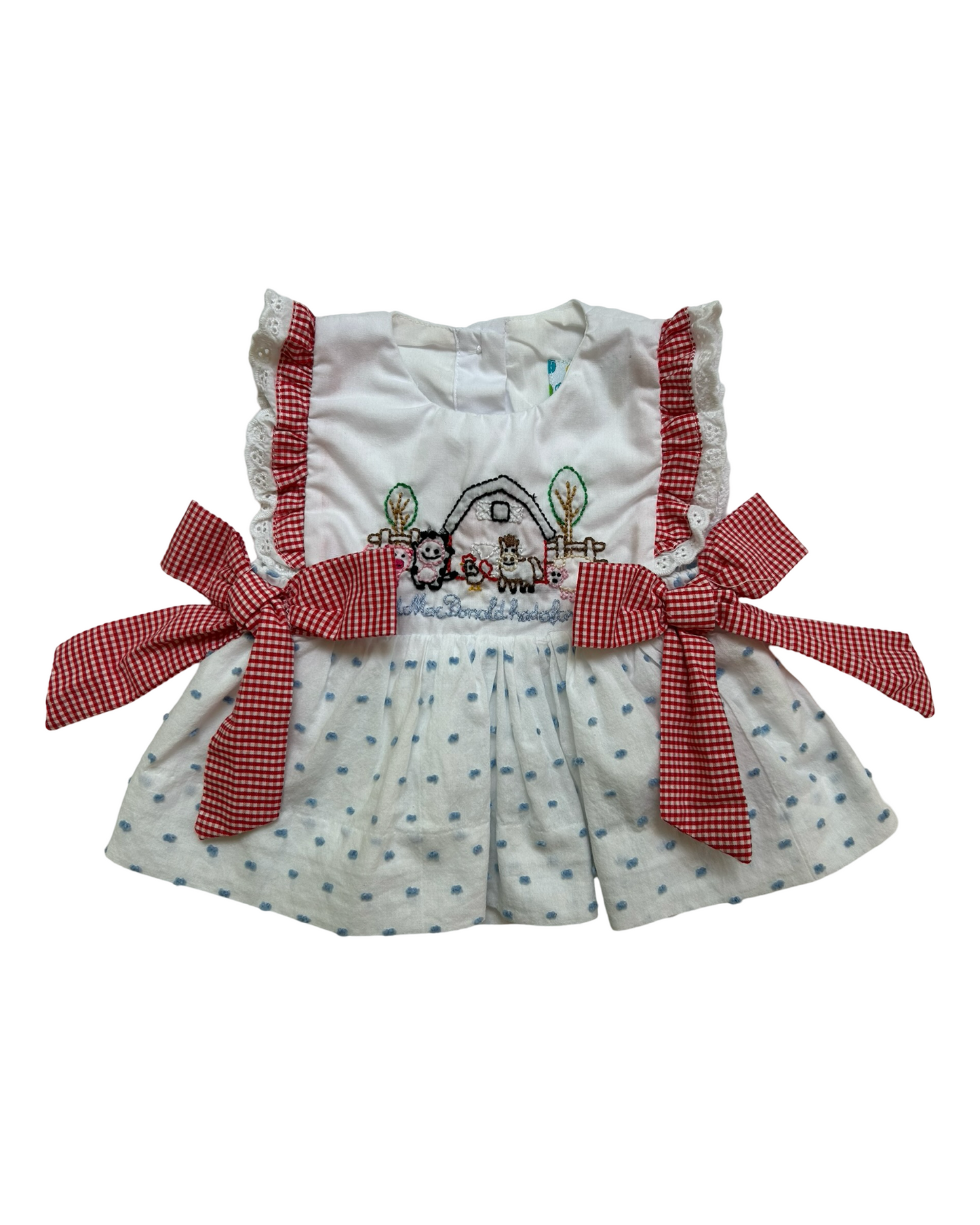 NB Baby Girls Sugar Dumplin Embroidered Farm With Diaper Cover Ruffle. 2 Pieces Set.